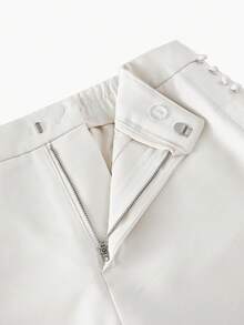 ZEYLAH 纽扣细节褶饰阔腿裤 - 白色 - 查看 4