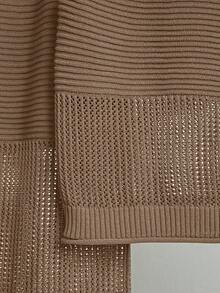 Franclia 女士夏季度假休闲镂空针织背心和裙子两件套 - 駝色 - 查看 3