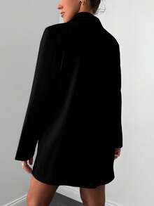 EURMUSE Lapel Collar Striped Blazer - Black - View 2
