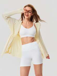 OutZeal 女士防晒外套 日常休闲 UV 防护 背部网眼抽绳腰带连帽及臀户外上衣 - 黃色 - 查看 9