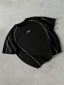 PAVTROS Men's Minimalist Printed Round Neck Short Sleeve T-Shirt - Black - View 1