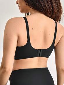 Women's Seamless Wavy Edge Mesh Supportive Removable Padded Maternity & Nursing Bra - Black - View 2