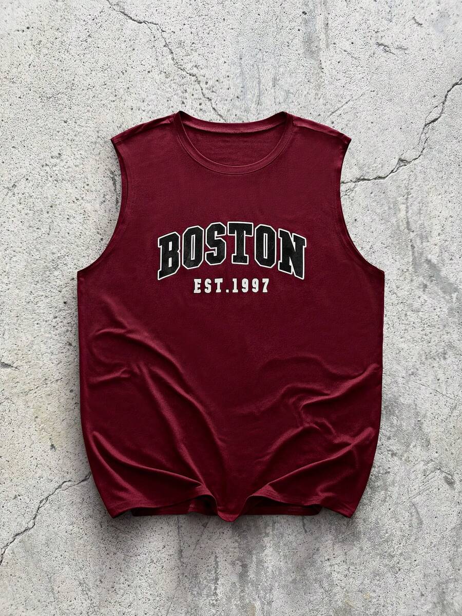 EVRINFINITE Men's Casual Simplistic Printed Tank Top, Suitable For Daily Wear