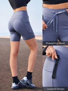 OutZeal 女士户外蓝色紧身裤纯色健身骑行瑜伽收腹高腰骑行短裤运动裤春夏 - 藍色 - 查看 5