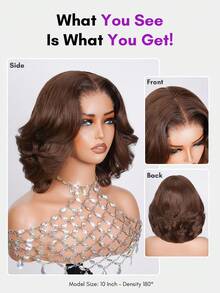 ALL READY WIG Warstwowa cięta topliwa koronka 4x4 bezklejowa peruka z zamknięciem z koronki 100% ludzkich włosów czekoladowy brąz 4# sprężysta fala 180% gęstość peruki stroje wakacyjne podróż festiwal bal na świeżym powietrzu cosplay kampus szkoła plaża ślub kemping stroje wakacyjne stroje letnie wibracje wakacyjne urok elegancki swobodny styl mody y2k ss25 słowa kluczowe - S4 - Zobacz 4