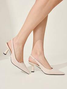 CUCCOO CHICEST Women Shoes Chinese Retro Pointed Kitten Heel Middle Heel Elegant Simple And Elegant Commuter Women High Heel Shoes Workplace Dating Formal Settings - Apricot - View 4
