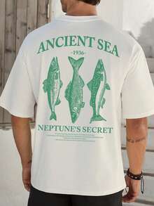 VIVINTIMO 男士海洋秘密印花时尚度假T恤 - 白色 - 查看 1