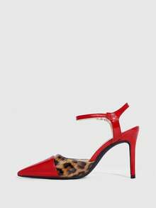 CUCCOO SZL 女士夏季性感尖头高跟豹纹鞋 - 紅色 - 查看 11