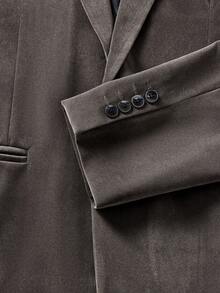 Officeau Men's Lapel NeckLong Sleeve Single-Breasted Casual Suit Jacket - Grey - View 5