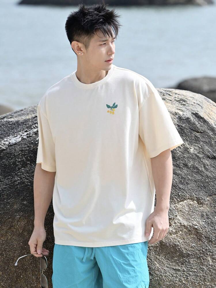 Men's Letter Print Short Sleeve T-Shirt, Summer