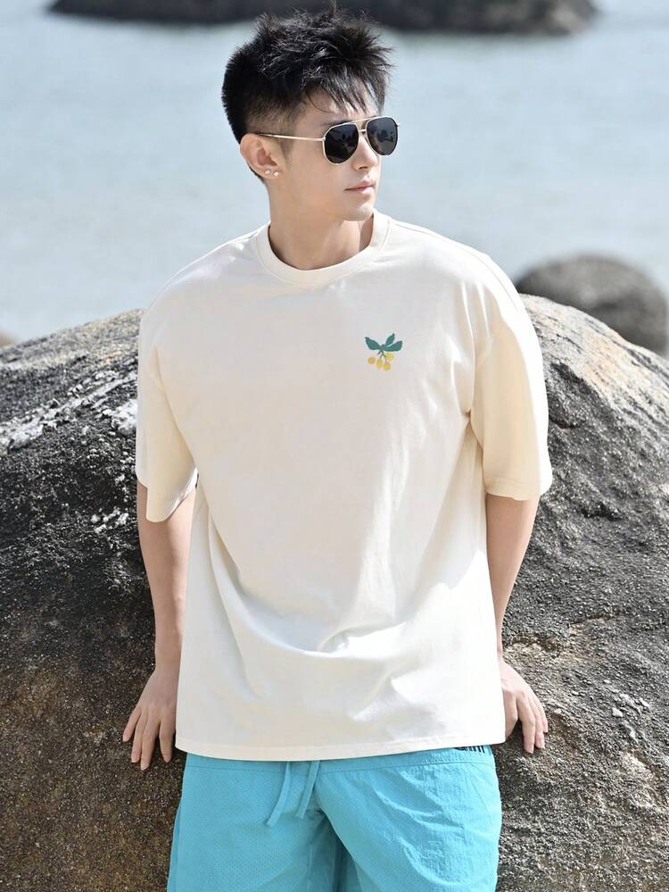 Men's Letter Print Short Sleeve T-Shirt, Summer