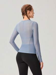 OutZeal 女士户外休闲轻薄半透明弹力长袖T恤 - 藍色 - 查看 6