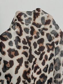 EgrlEra Leopard Print Trim Long Sleeve Sexy Fitted Shirt - Multicolor - View 7
