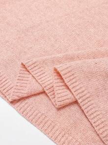 SHEIN LUNE 秋冬新款宽松碎花圆领无袖针织背心搭配碎花灰色A字针织中长裙，女士两件套针织衫套装，针织背心，女士时尚服装套装，粉色半裙，粉色背心 - 藕粉色 - 查看 5