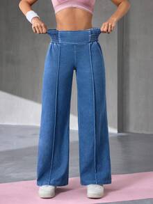 Flexra Women's Casual Versatile Everyday Wide Leg Jeans - Blue - View 8