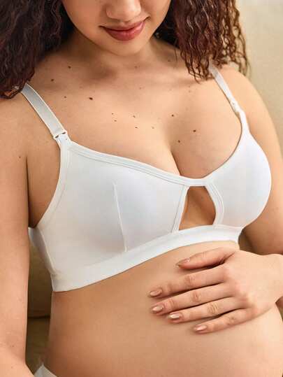 Maternity Solid Color Hollow Out Design Comfortable Nursing Bra