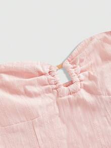 ROMWE Avant Cute, Sweet & Casual Halter Neck Camisole Top For Women - Pink - View 3