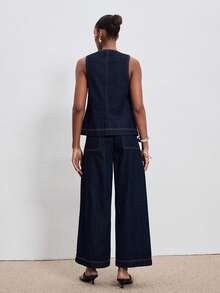 ATUI Studio Women's Sleeveless Denim Vest & Pants Set - Blue - View 6