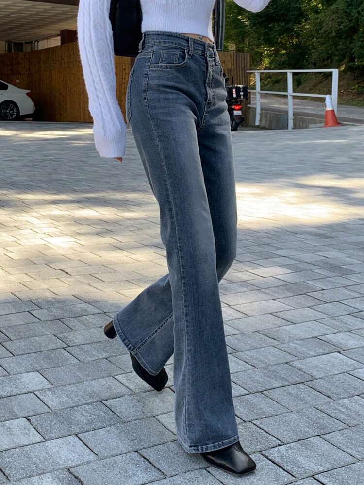 Women's Korean Style Washed Denim Jeans