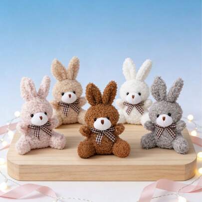 POKOJA LAND Búp bê thỏ nhồi bông hoạt hình thắt nơ 3,94 inch, màu trắng, hồng, nâu, nhiều màu tùy chọn, dùng làm mặt dây chuyền túi xách, móc khóa tự làm, thích hợp cho Ngày Valentine, tiệc tốt nghiệp, hộp quà sinh nhật, trang trí tiệc cưới, là món quà sinh nhật và ngày lễ bất ngờ đáng yêu dành cho bạn bè và người yêu.
