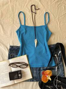 Glimmora Women's Summer Beach Vacation Polka Dot Print Camisole - Multicolor - View 1