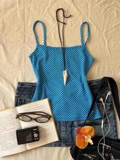 Glimmora Women's Summer Beach Vacation Polka Dot Print Camisole