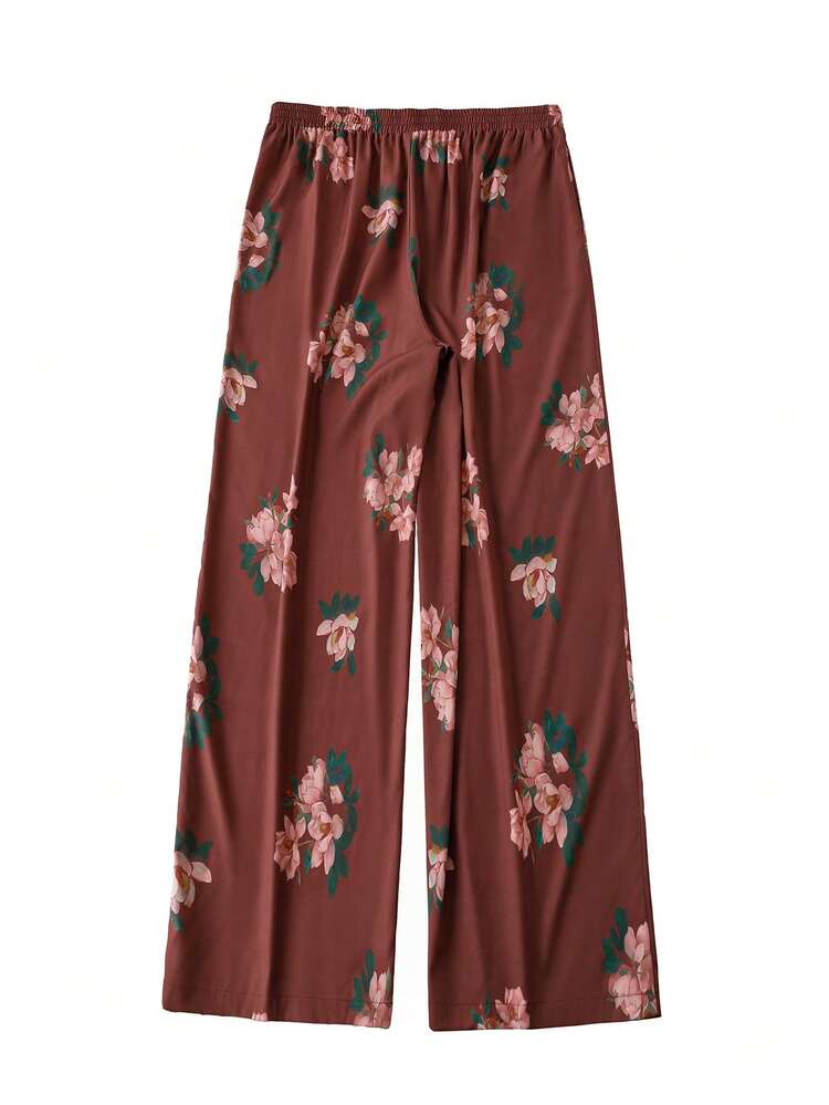 Plus Size Elegant Casual Floral Print Elastic Waist Pants\Summer\Vacation Summer Outfits Summer Clothes  Spring  Spring Outfit Women Spring Clothes Country Style For Women