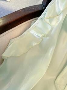 SHEIN Franclia Elegant Bowknot Ruffle Trim Loose Halter Top And Shorts 2-Piece Set, Commuting & Casual, Spring/Summer - Mint Green - View 4