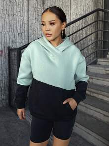 RueChic Teen Girl Two Tone Drop Shoulder Hoodie - Multicolor - View 3