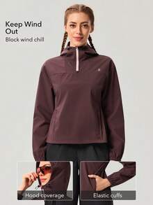 OutZeal Women Outdoor Jacket Daily Jacket Water-Resistant Hooded Tops - Red Violet - View 3