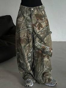 DAZY 女士渐变色宽松休闲牛仔裤，韩式街头风 - 藍色 - 查看 1