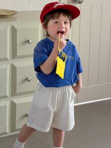 DAZY 男童休闲圆领短袖上衣，夏季 - 藍色 - 查看 5