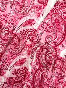 Voyazaga 2026 Plus Size Women's Spring/Summer New Arrival Rose Pink & White Floral Patterned Fashionable Casual Versatile V-Neck Shirt Perfect For Spring And Summer Outfits - Pink - View 5