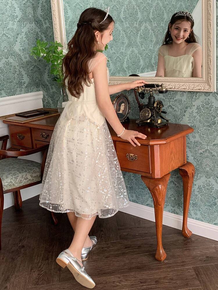 Tween Girls Mesh Overlay Dress, Fall Summer