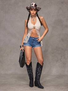 Jeanoix Women's Fashion Casual Versatile Sexy Y2K Style Denim Shorts - Medium Wash - View 5