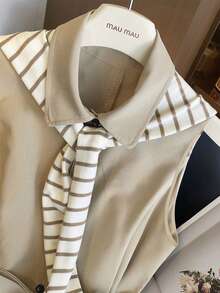 GlowEve Women's Sleeveless Casual Single-Breasted Shirt Dress With Shawl Collar - Apricot - View 4