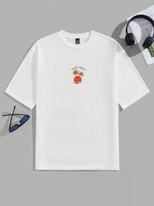 VIVINTIMO 男士极简日出图案印花T恤，休闲度假风 - 白色 - 查看 5