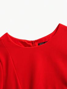 ZEYLAH PLUS SIZE WOMEN'S SPRING/SUMMER LONG SLEEVE RUCHED RED PARTY DRESS - Red - View 4