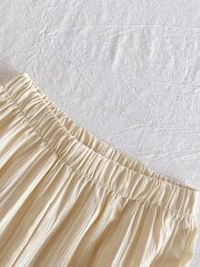 Emery Rose Kids Emery Rose Kids 2pcs/Set Young Girl  Sleeveless Top And Casual Pants In Light Yellow Beige Two Piece Set Cream Two Piece Set Pleated Set Two Piece Set Summer Two Piece Set Young Girl Ruffled Sleeveless Blouse And Pleated Loose Fit Trousers Ensemble Child Summer Outfit Summer Outfits Summer Tops - Blue - View 10