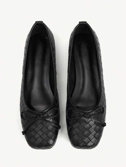 CUCCOO CHICEST 女士平底鞋，可爱蝴蝶结PU材质，黑色方头芭蕾平底鞋，玛丽珍黑色平底鞋，优雅女士平底鞋，专业工作鞋，轻便舒适百搭，休闲百搭，适合日常通勤/圣诞节感恩节/舞会/外套等场合。