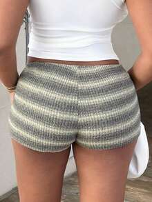 Alexandranx Pantalones cortos mini de mujer estilo vintage con bloques de color casual y de moda - Verde - Ver 2