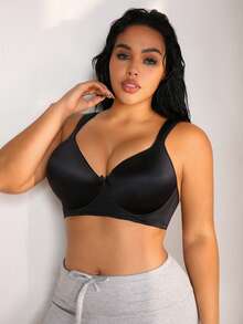 NudeFit 1pc Women Plus Size Underwire Bra, Black - Black - View 3