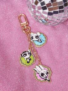 THE POWERPUFF GIRLS X SHEIN Fashionable Women's Casual Cartoon Animal Keychain - Gold - View 2