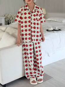 DAZY Tween Girls Full Print Short Sleeve Pants Pajama Set, Fall - Multicolor - View 2