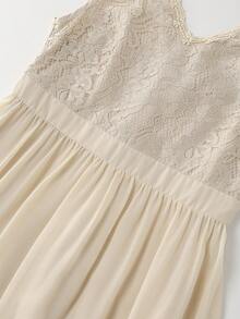 Đầm dài không tay bằng chiffon, thanh lịch, ngọt ngào, phối ren và bèo nhún, thích hợp cho đám cưới, dạ hội, sinh nhật, tiệc tùng, mọi mùa. - Màu be - Xem 4