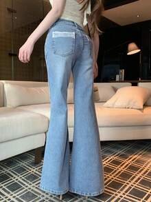 DAZY Women's Flare Jeans, Casual Sexy Denim Pants Y2k - Light Wash - View 6