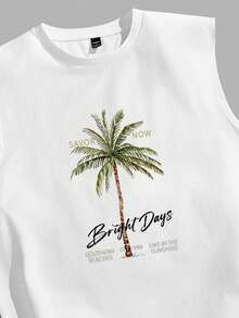 VIVINTIMO White Label 男士度假风棕榈树字母印花背心 - 白色 - 查看 3