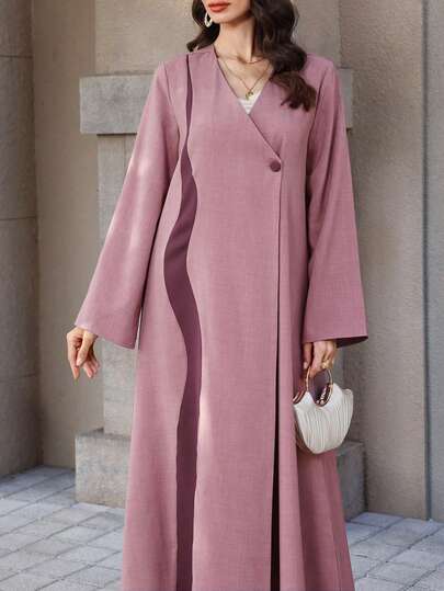 Graceveil Abaya árabe de manga larga asimétrica y holgada para mujer