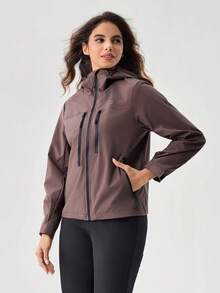OutZeal Women Shell Jacket Camping Hiking Water-Resistant Mulit Zip Pocket - Purple - View 7