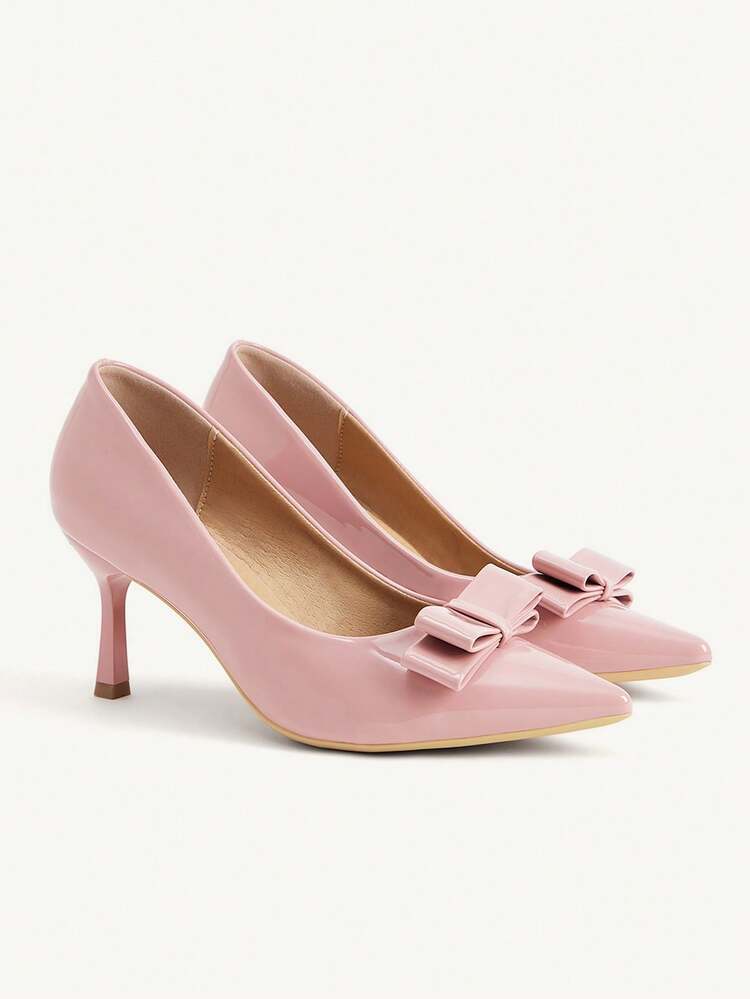 CUCCOO CHICEST 4-Season New Bowknot Pointed Toe Slim Heel Mid-Heel Elegant Commuter Style Simple Comfortable Green Patent Leather Women's High Heel Pumps, Suitable For St. Patrick's Day, Christmas, Date, Afternoon Tea, Workplace Chic Elegant Shoes Wedding Shoes Summer Shoes Bride Shoes